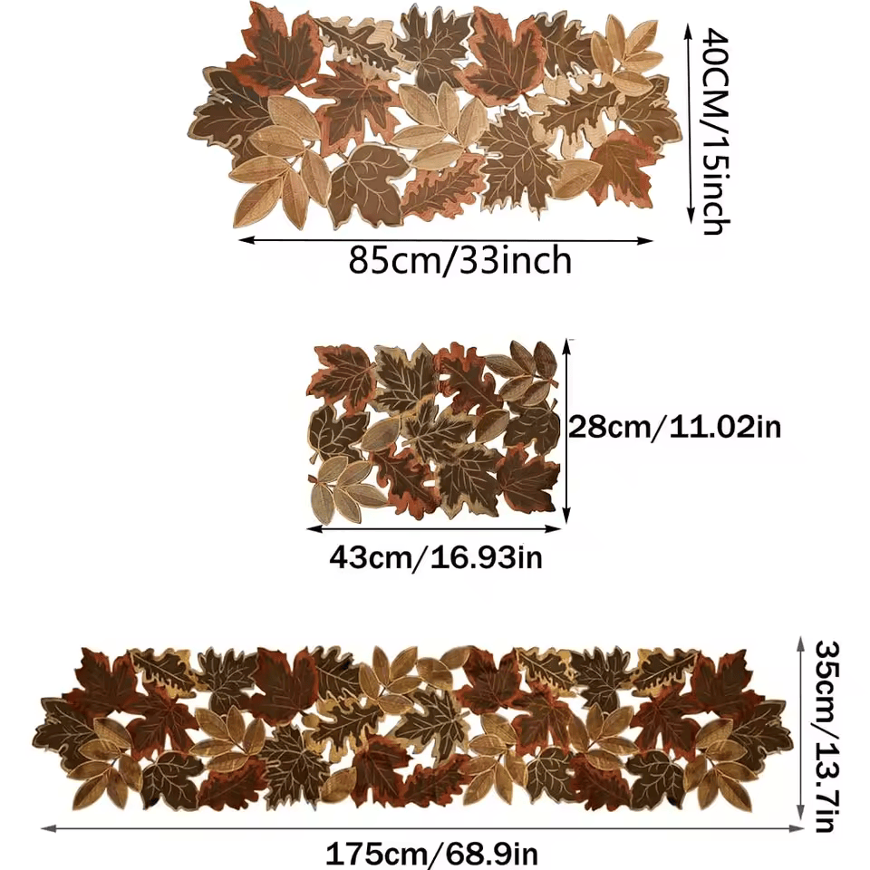 Autumn Maple Leaf Embroidered Table Runner – Rustic Thanksgiving & Fall Table Decor