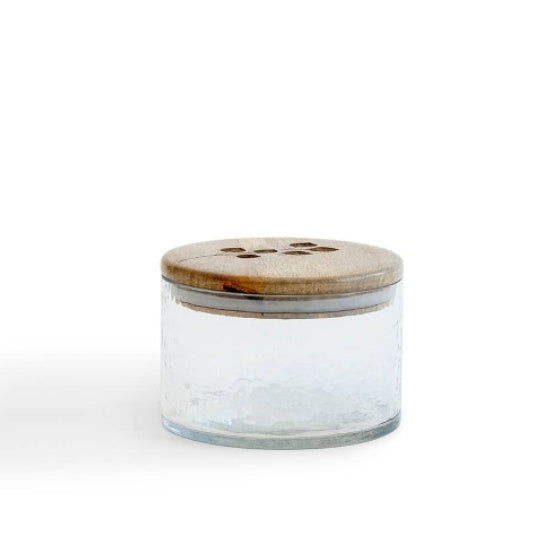 Leafy Twig Glass Jar Container With Wooden Lid-700 Ml